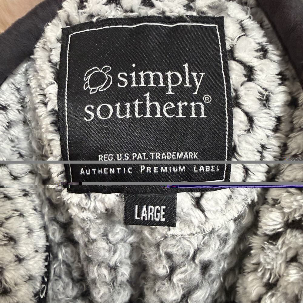 Simply Southern Women’s L Gray 1/4 Snap Pullover Jacket Pockets Logo - Picture 8 of 8